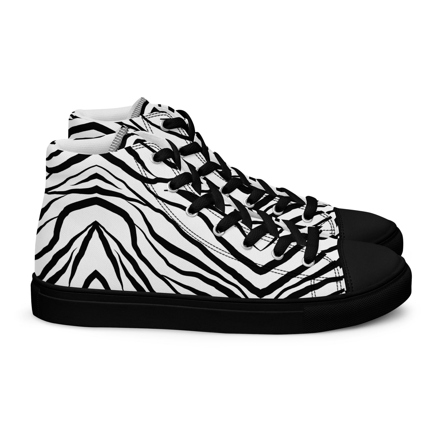 Striped Zebra Vibrance Men’s High Top Canvas Shoes - FLAKOUT