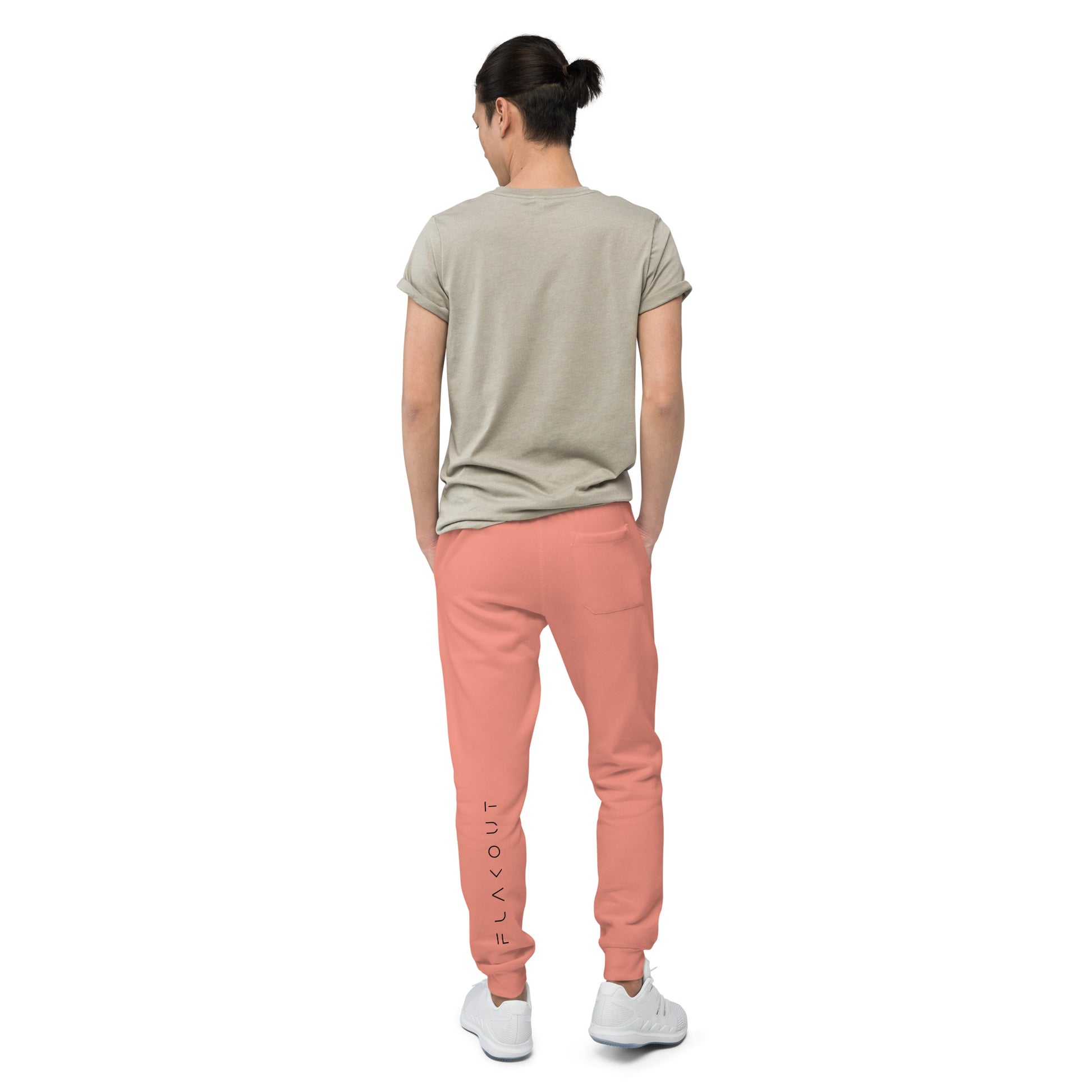 FLAKOUT Logo Back Leg Unisex Fleece Sweatpants - Dusty Rose - FLAKOUT