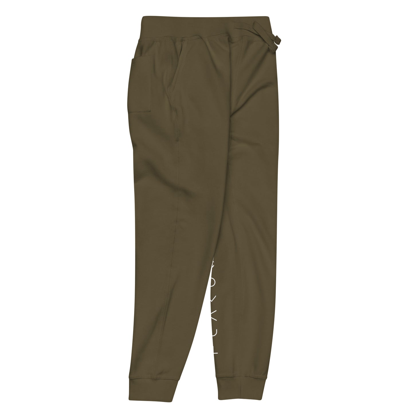 FLAKOUT Logo Back Leg Unisex Fleece Sweatpants - Military Green - FLAKOUT