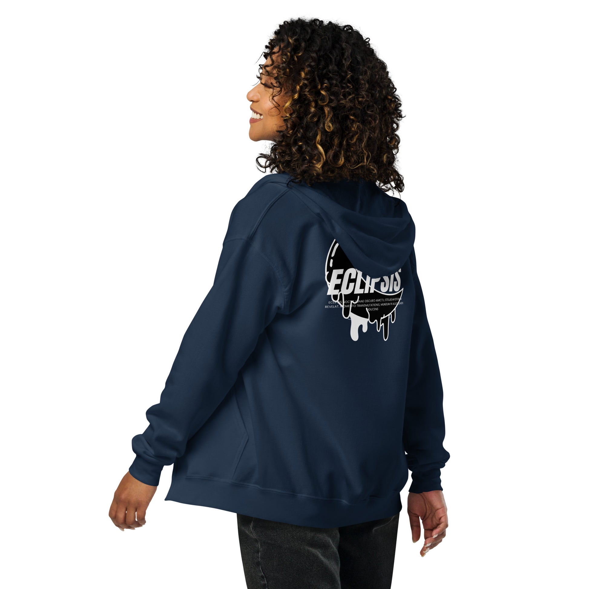 Lunar Eclipsis Heavy Harmony Fusion Zip Hoodie - Navy - FLAKOUT