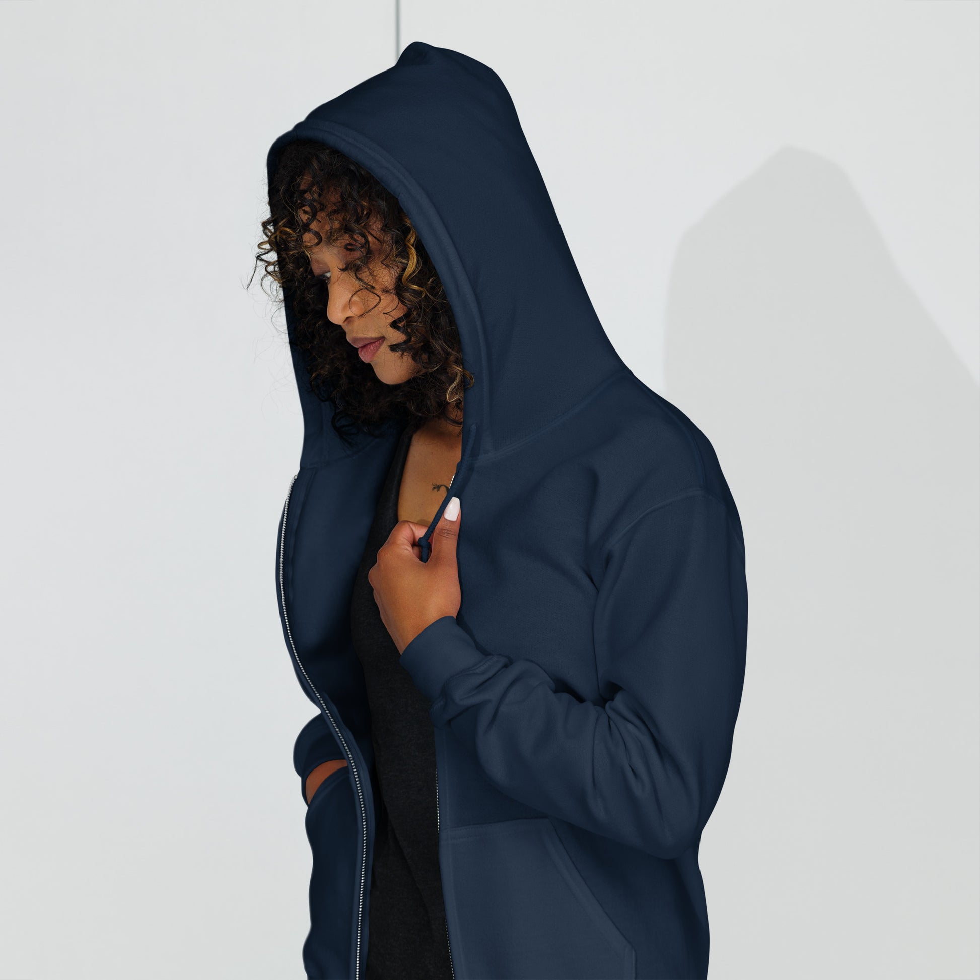 Vivid Existence Live Your Life Heavy Harmony Fusion Zip Hoodie - Navy - FLAKOUT