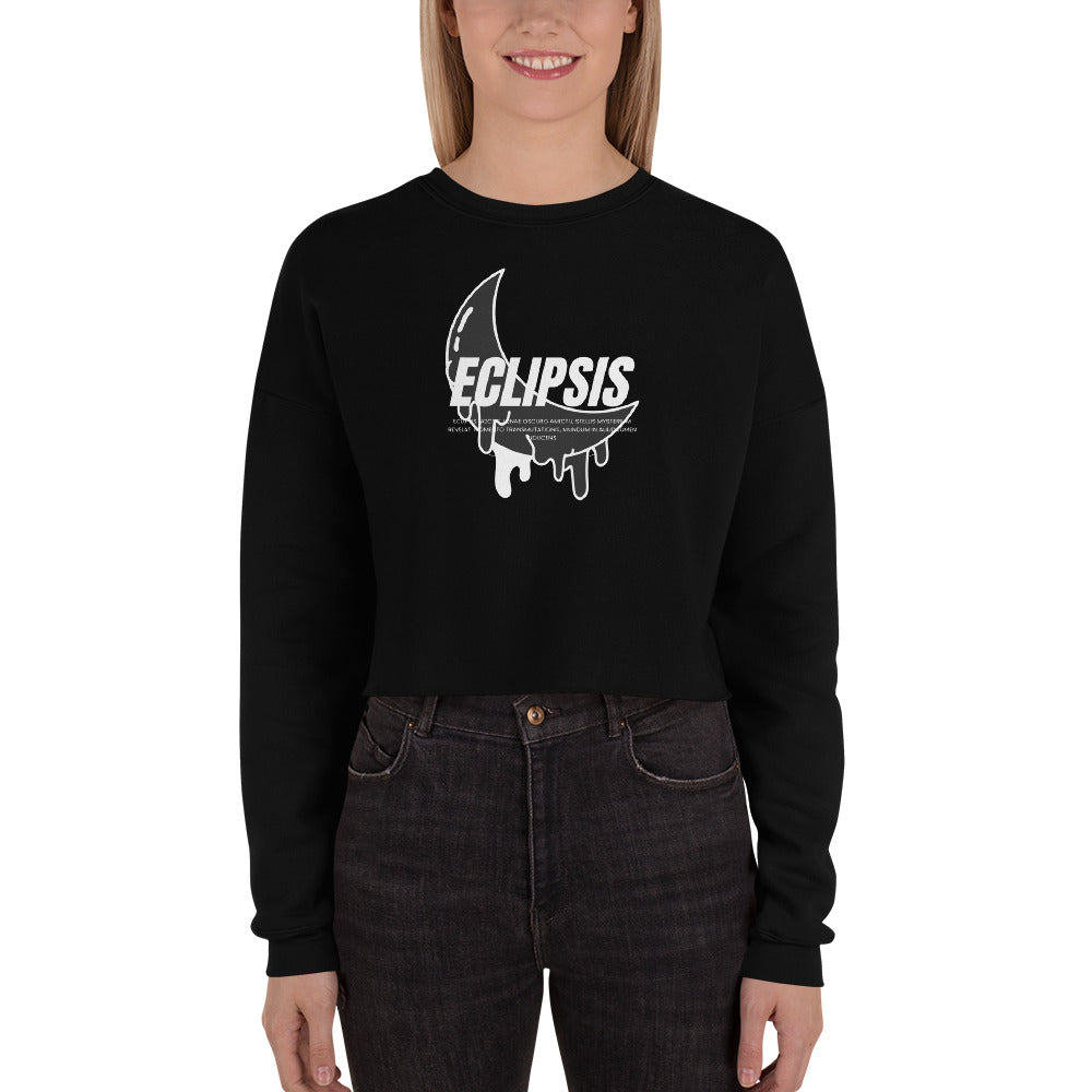 Lunar Eclipsis Women's Crop Sweatshirt - Black - FLAKOUT