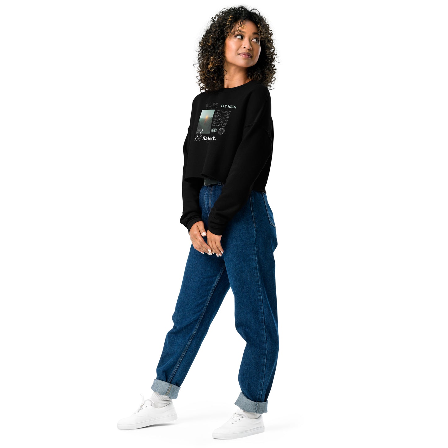 Fly High Voyager Women's Crop Sweatshirt - Black - FLAKOUT