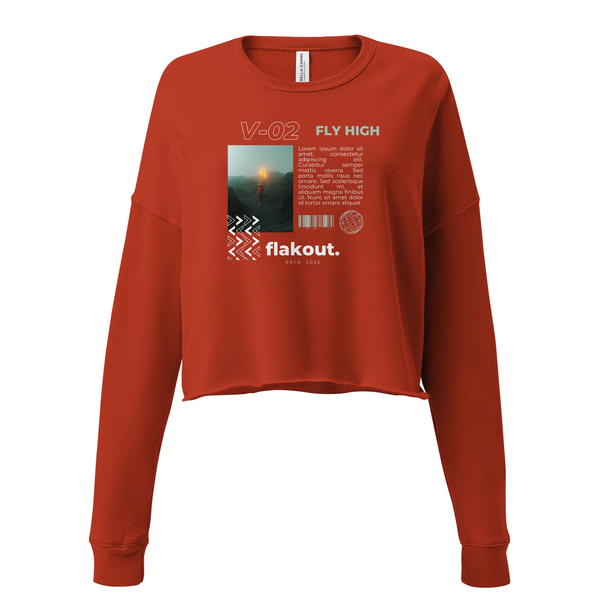 Fly High Voyager Women's Crop Sweatshirt - Brick - FLAKOUT