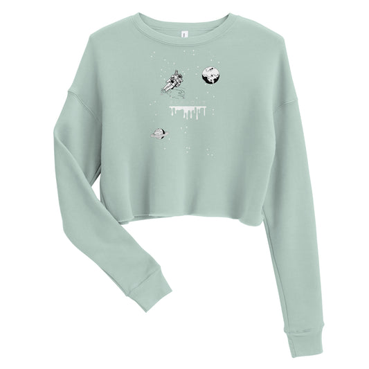 Astronaut Women's Crop Sweatshirt - Dusty Blue - FLAKOUT