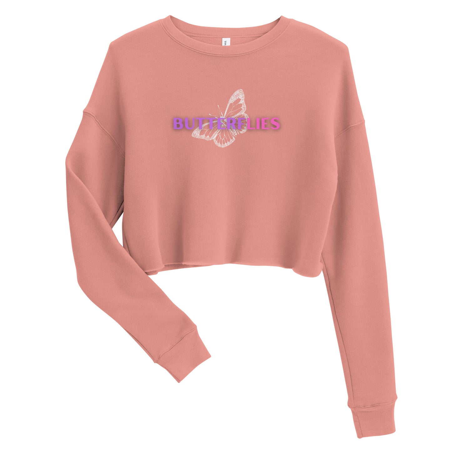 Whispers Of Wings Butterflies Women's Crop Sweatshirt - Mauve - FLAKOUT