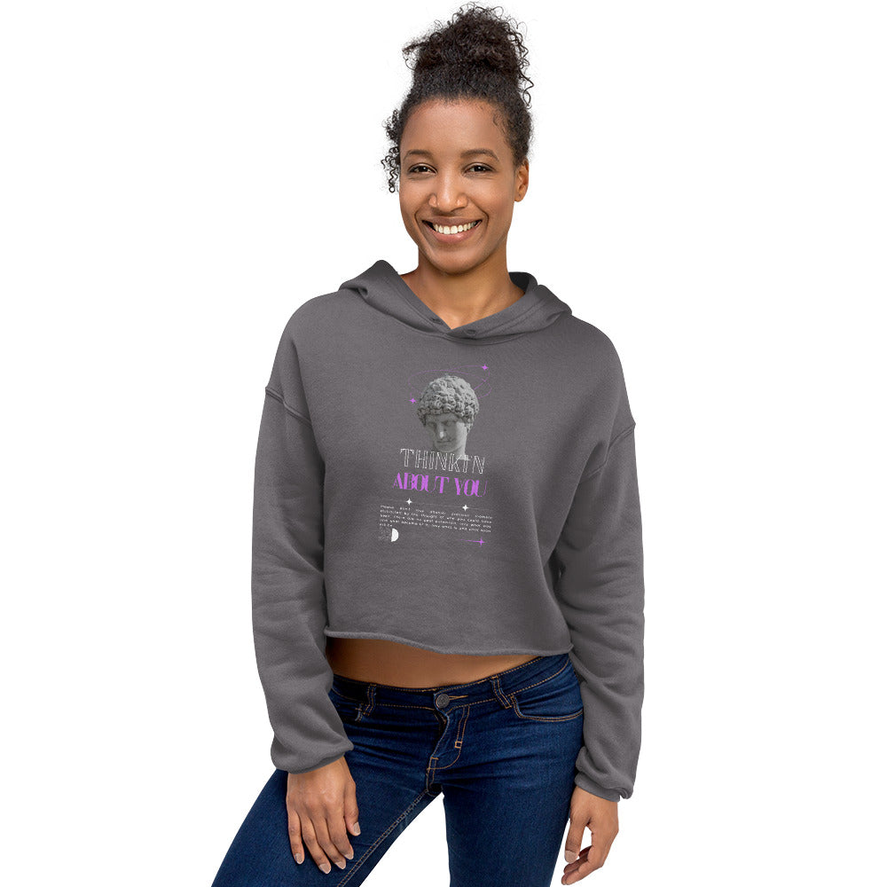 Mindfully Thinki'n About You Women's Crop Hoodie - FLAKOUT