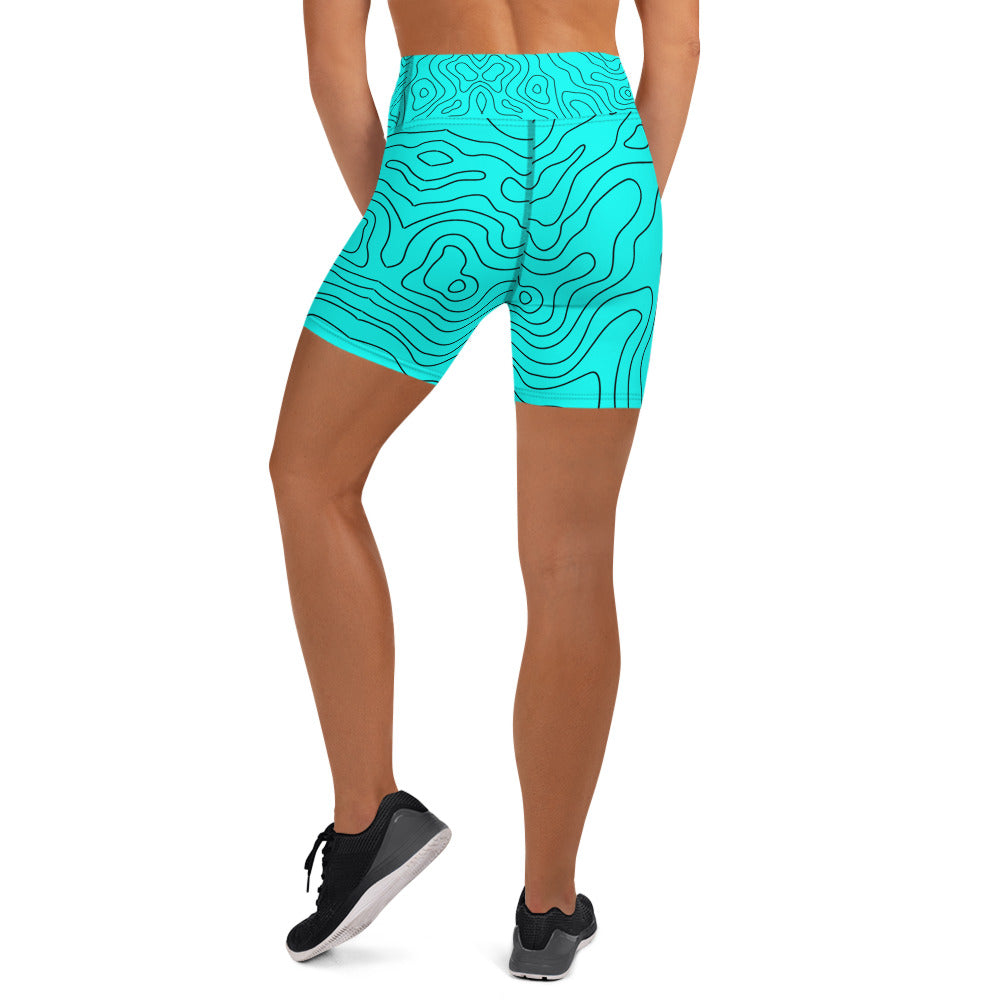 Blue Abyss Women's Yoga Shorts - FLAKOUT