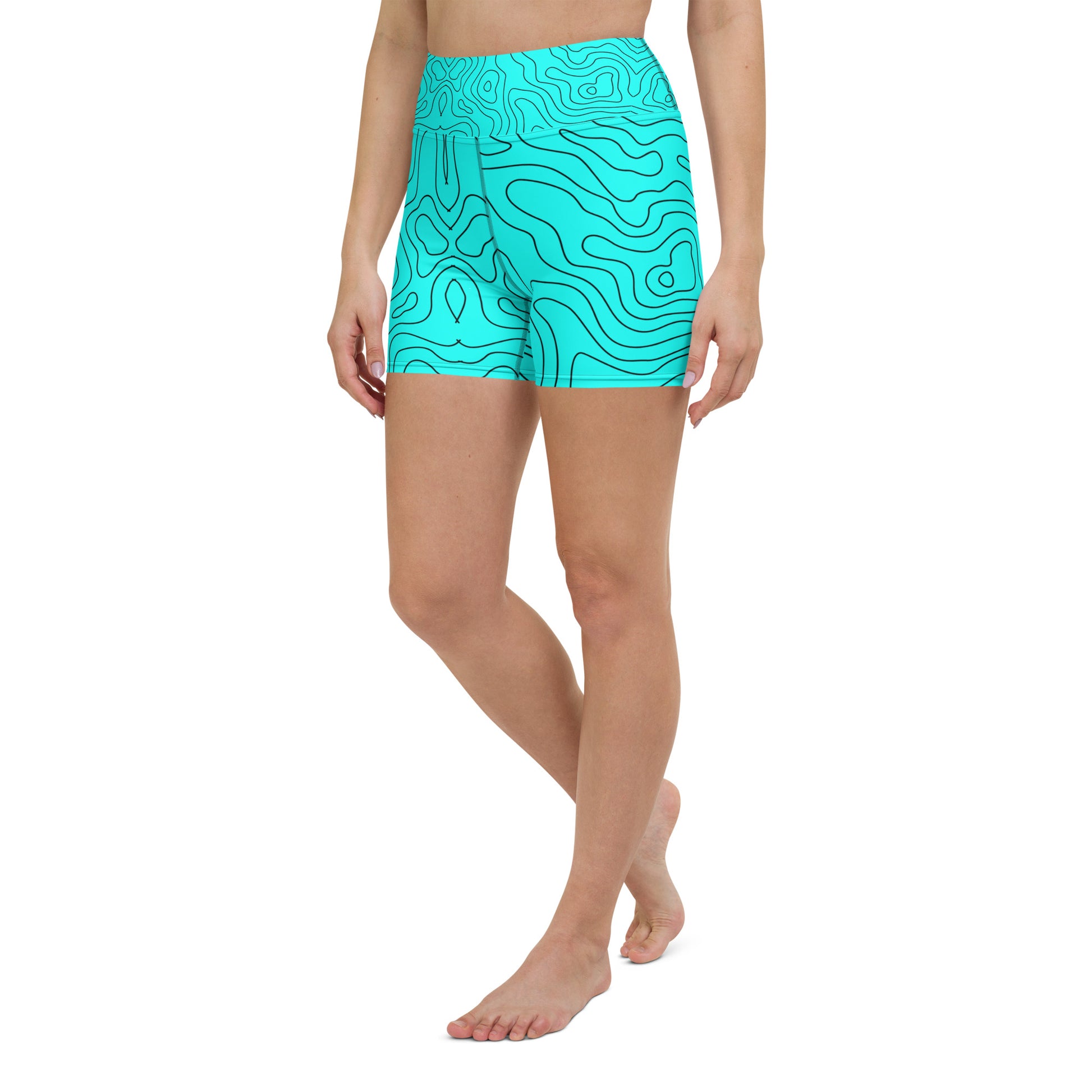 Blue Abyss Women's Yoga Shorts - FLAKOUT